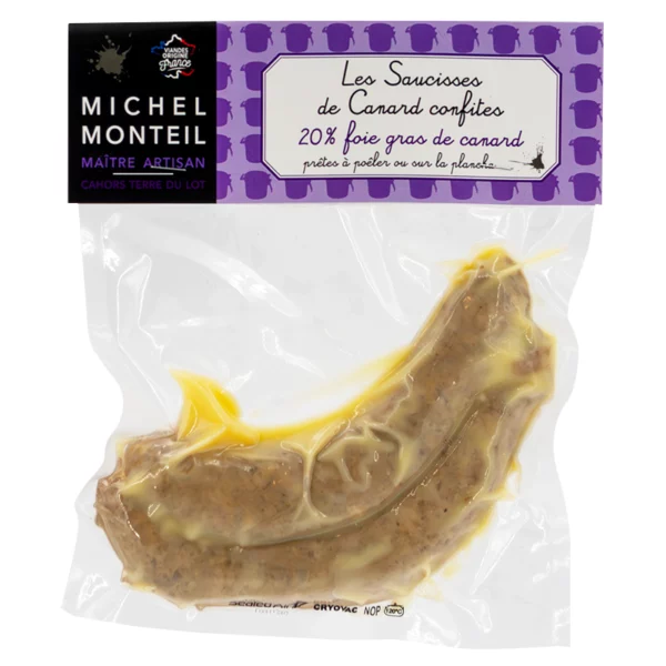 Saucisses de canard 20% foie gras confites à poêler